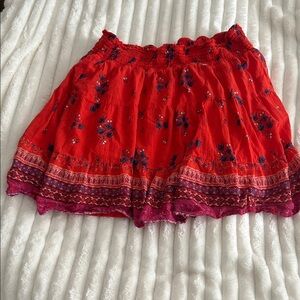 Old Navy Vibrant Red and Purple Patterned Mini Skirt